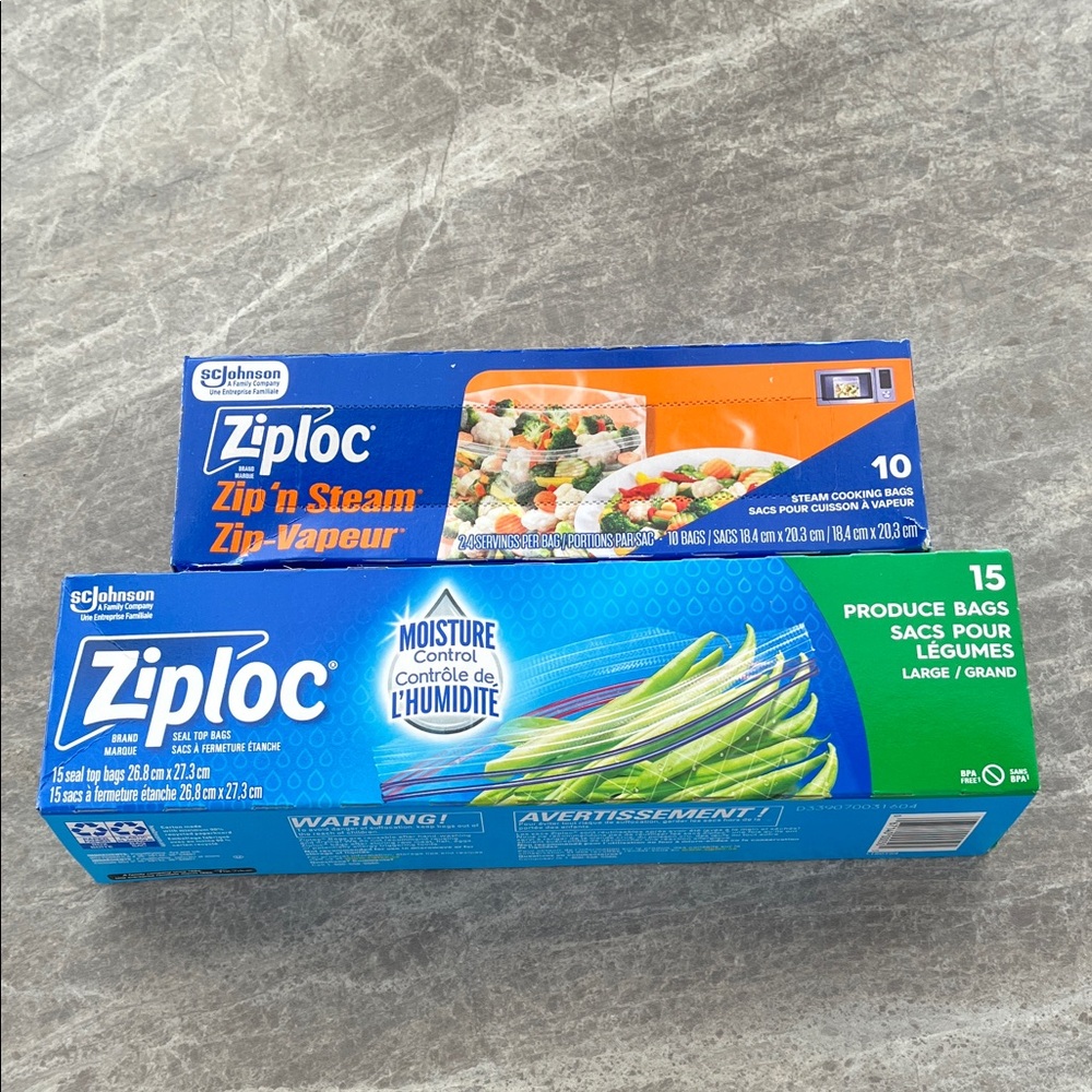 Ziploc Zip 'n Steam and Produce Bags Bundle